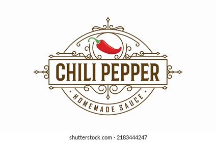 Ilustración del vector de diseño del logotipo del restaurante Chili Pepper Spicy