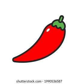 Ilustración de la caricatura vectorial del sticker de chile aislado en un fondo blanco.