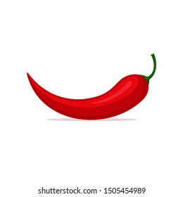 Pimienta chile al estilo de plano. Icono de pimienta caliente aislado en fondo blanco. Ilustración del vector