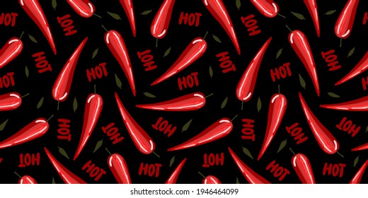 chili pepper, super hot chili. Hot peppers. seamless. Kitchen pattern. Cooking pattern.