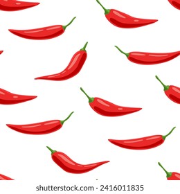 Chili pepper vector cartoon seamless pattern background for wallpaper, wrapping, packing, and backdrop.