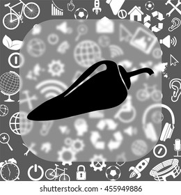chili pepper vector icon - matte glass button on background consisting of different icons