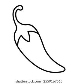 Chili pepper vector icon in outline style. Editable stroke.