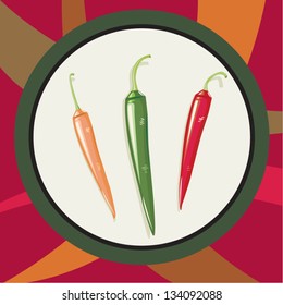 Chili Pepper Vector Illustration.  Colors and Sizes can be edited. Can be separated individually.