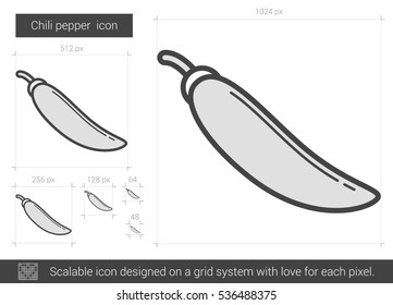 Chili pepper vector line icon isolated on white background. Chili pepper line icon for infographic, website or app. Scalable icon designed on a grid system.