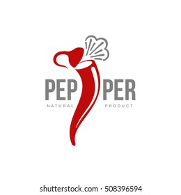 chili pepper vector logo illustration, isolated on white background. Hot and spice chili pepper logo, mexican cuisine