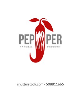 chili pepper vector logo illustration, isolated on white background. Hot and spice chili pepper logo, mexican cuisine