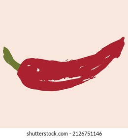Chili Pepper Vector Paint Gouache Handmade