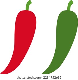 Chili pepper, vector. Red and green chili peppers. Can be used as an icon, logo.