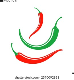 Chili pepper vector. Red and green peppers  