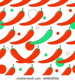 Chili pepper, vector seamless pattern - Shutterstock ID 604818506