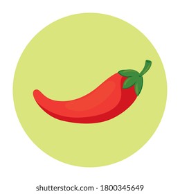 chili pepper vegetable in round frame, on white background vector illustration design