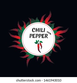 CHILI PEPPER vegetable wreath vector 
label