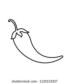 Chili pepper web line black icon vector isolated on white background flat