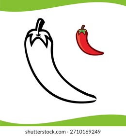 Pimenta de chili para a planilha da ilustração do projeto do vetor do jardim de infância 