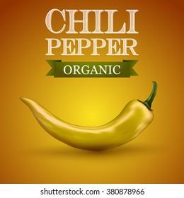 Chili pepper yellow on a yellow, vector illustration.