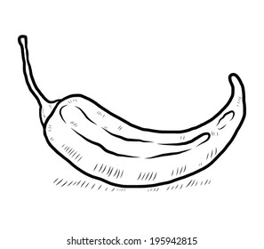 chili peppers / cartoon vector and illustration, black and white, hand drawn, sketch style, isolated on white background.