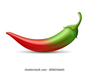 Chili peppers green gradient red color soft design on white background, Eps 10 vector illustration
