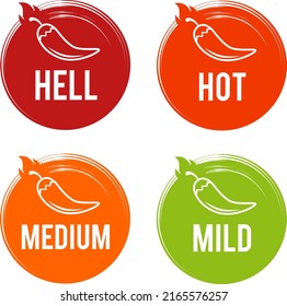 Chili peppers hot scale buttons. Vector Illustration.