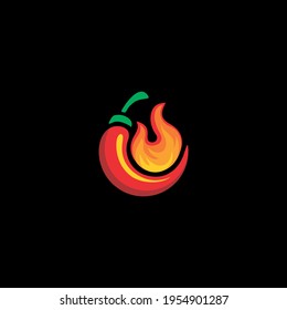 Chili peppers on fire logo vector illustration