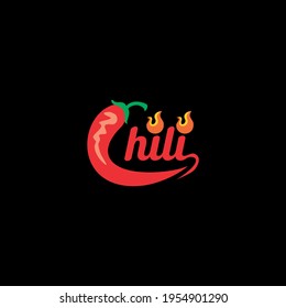 Pimientos de chile en la ilustración vectorial del logotipo del incendio