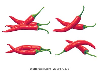 chile peppers en un fondo blanco.Caricatura de ilustraciones de vectores