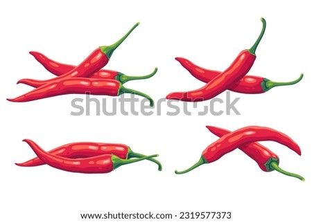 chili peppers on a white background.Vector illustration cartoon