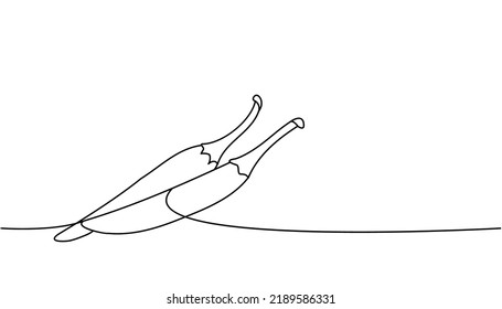 Pimientos de chile una línea de dibujo continuo. Pimientos de chile continua ilustración de una línea. Ilustración lineal minimalista del vector
