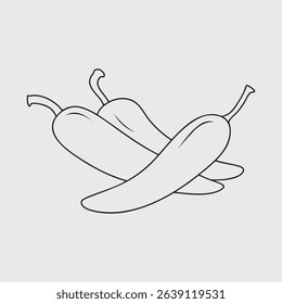 Chili Peppers Outline Illustration for Culinary and Food-Related Designs
