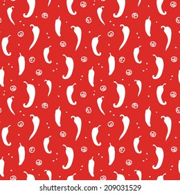 Chili peppers red seamless pattern background