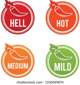 Chili peppers scale icons. Eps10 Vector.