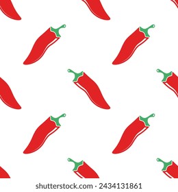 Chili peppers seamless background in flat style. Vector illustration EPS 10.