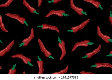 Chili peppers seamless pattern, color vector