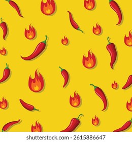 Chili peppers seamless pattern. Cute spicy chili pattern background vector design. sstkBackgrounds