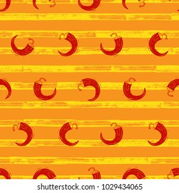 Chili Peppers Seamless Pattern. Hot Pepper. Vegetable Background. Spices.