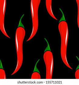 Chili peppers seamless pattern. Vector illustration 