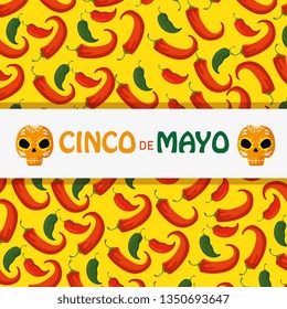 chili peppers with skulls background to mexican event
