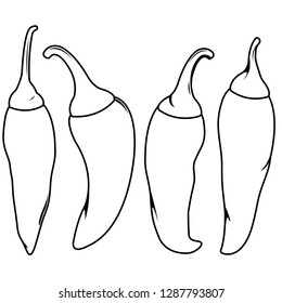 Chili peppers. Vector black and white coloring page.