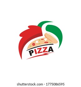 chili pizza design logo vector - fast food