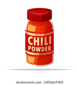 Chili powder bottle vector isolated illustration