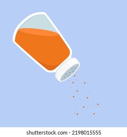 Chili powder drop cartoon vector. wallpaper. ingredient. Chili bottle shaker vector.