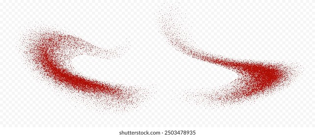 Chili powder splash, dried pepper explosion, flying spicy paprika burst, dynamic seasoning splatter. Vector illustration.