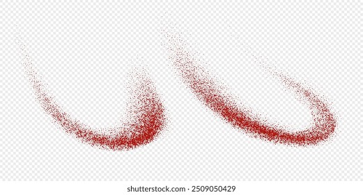 Chili powder splash, dried pepper explosion, flying spicy paprika burst, dynamic seasoning splatter. Vector illustration.