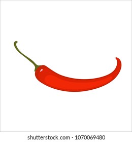 Chili red pepper, icon on isolated background concept for farmers market organic food in flat style. Vector illustration