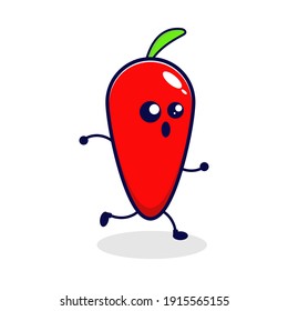 Chili run cute character illustration