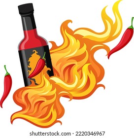 Chili-Sauce-Flasche auf Cartoon-Art