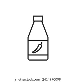 Chili sauce bottle icon, isolated on white background, vector illustration