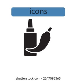 Chili sauce bottle icons  symbol vector elements for infographic web