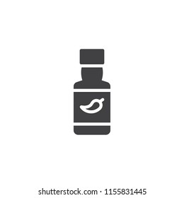 Chili sauce bottle vector icon. filled flat sign for mobile concept and web design. Hot Spicy Chili Pepper Sauce simple solid icon. Symbol, logo illustration. Pixel perfect vector graphics