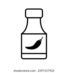Chili sauce icon color editable on white background